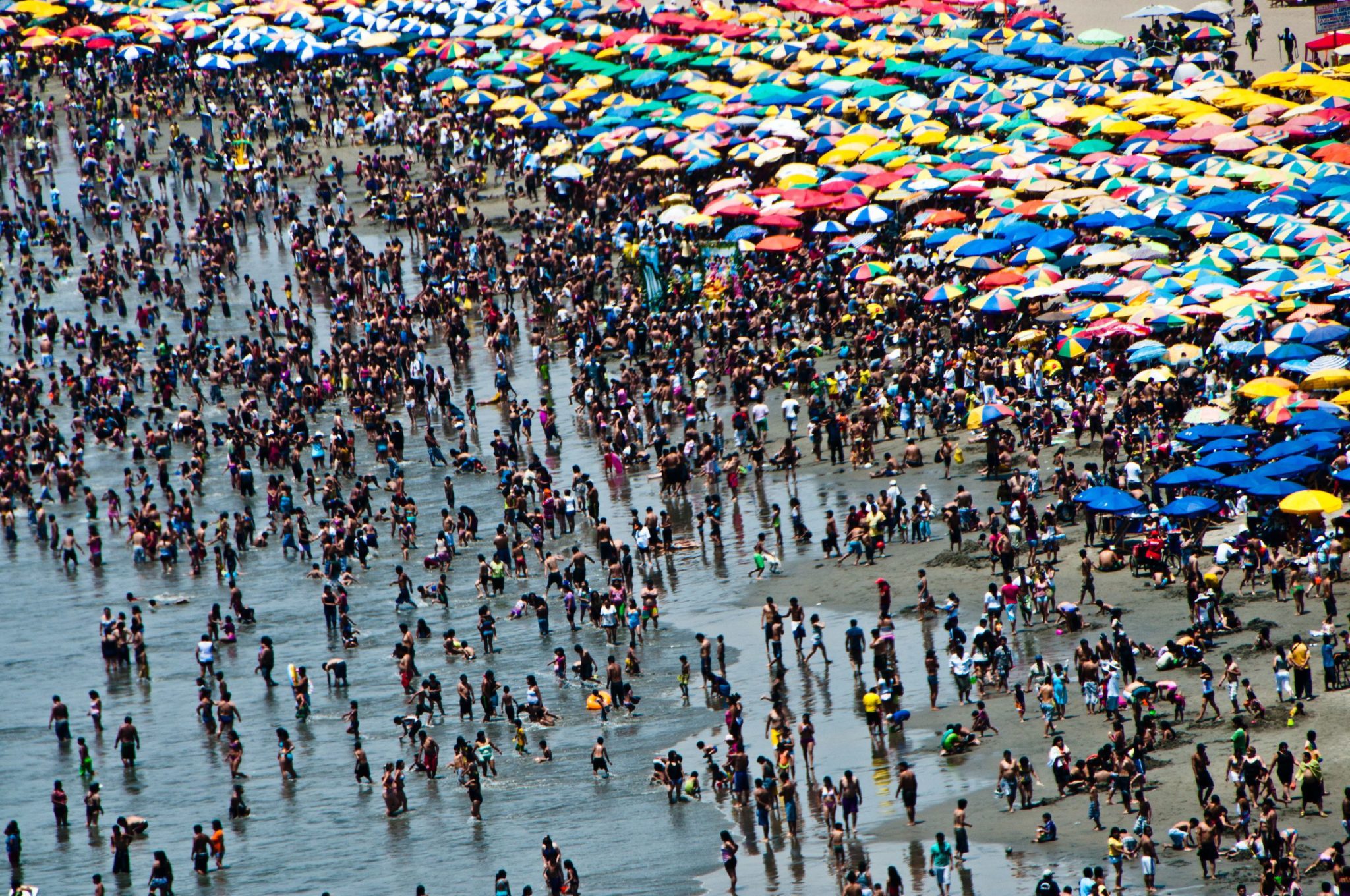 Crowded beach in Lima Peru