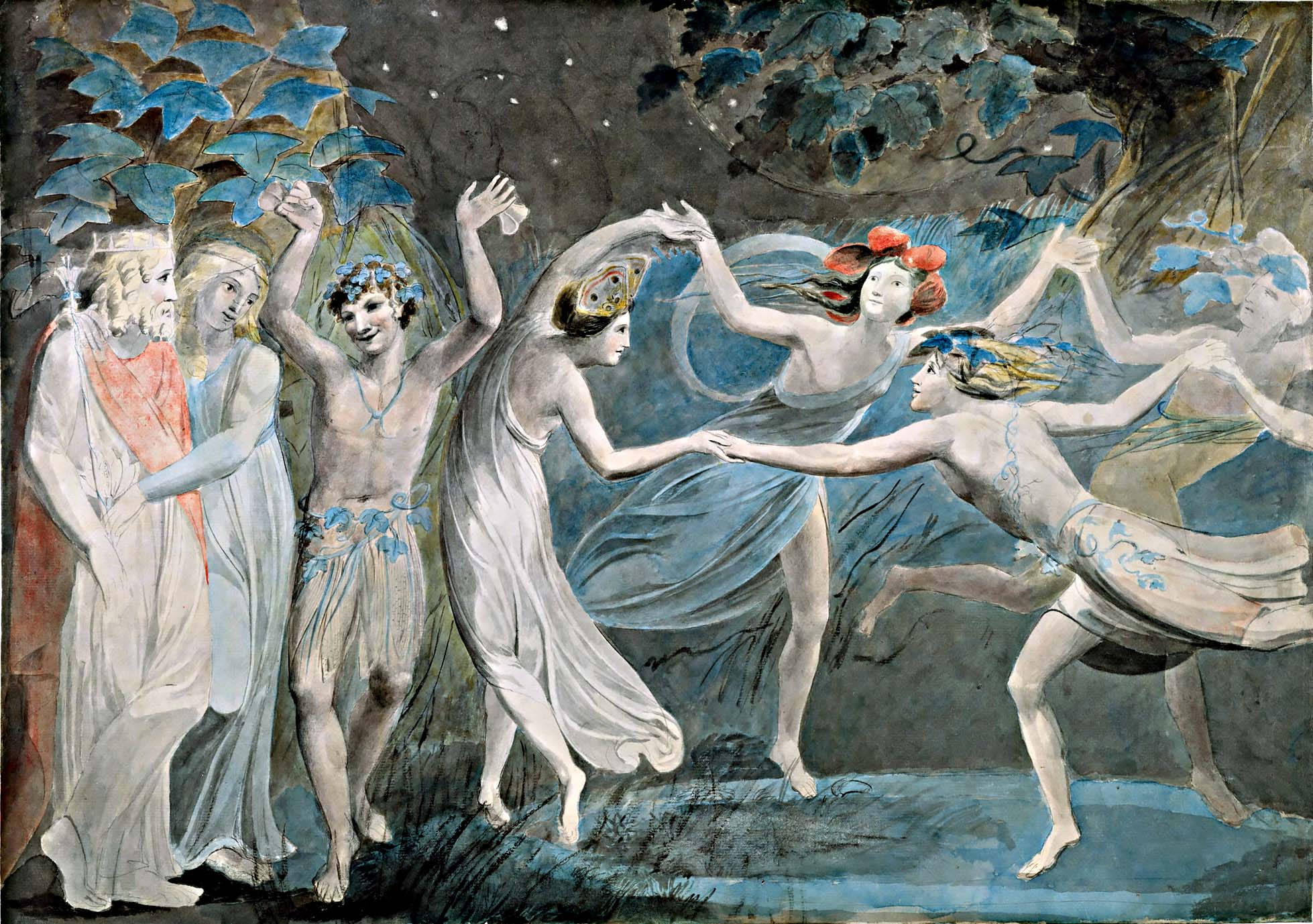 Oberon Titania and Puck with Fairies Dancing. William Blake