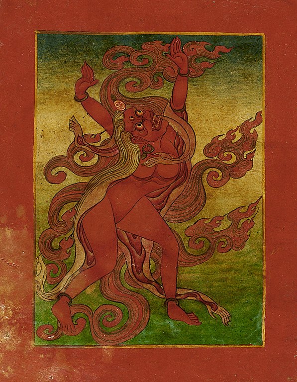 Red Dakini Nyingmapa Buddhist or Bon Ritual Card