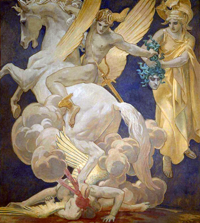 Perseus on Pegasus Slaying Medusa