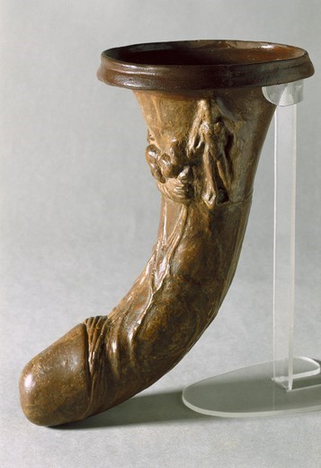 Phallic rhyton with erotic representations found in the necropolis of Les Corts near the roman city of Empúries. Republican Period. 1st century BC.