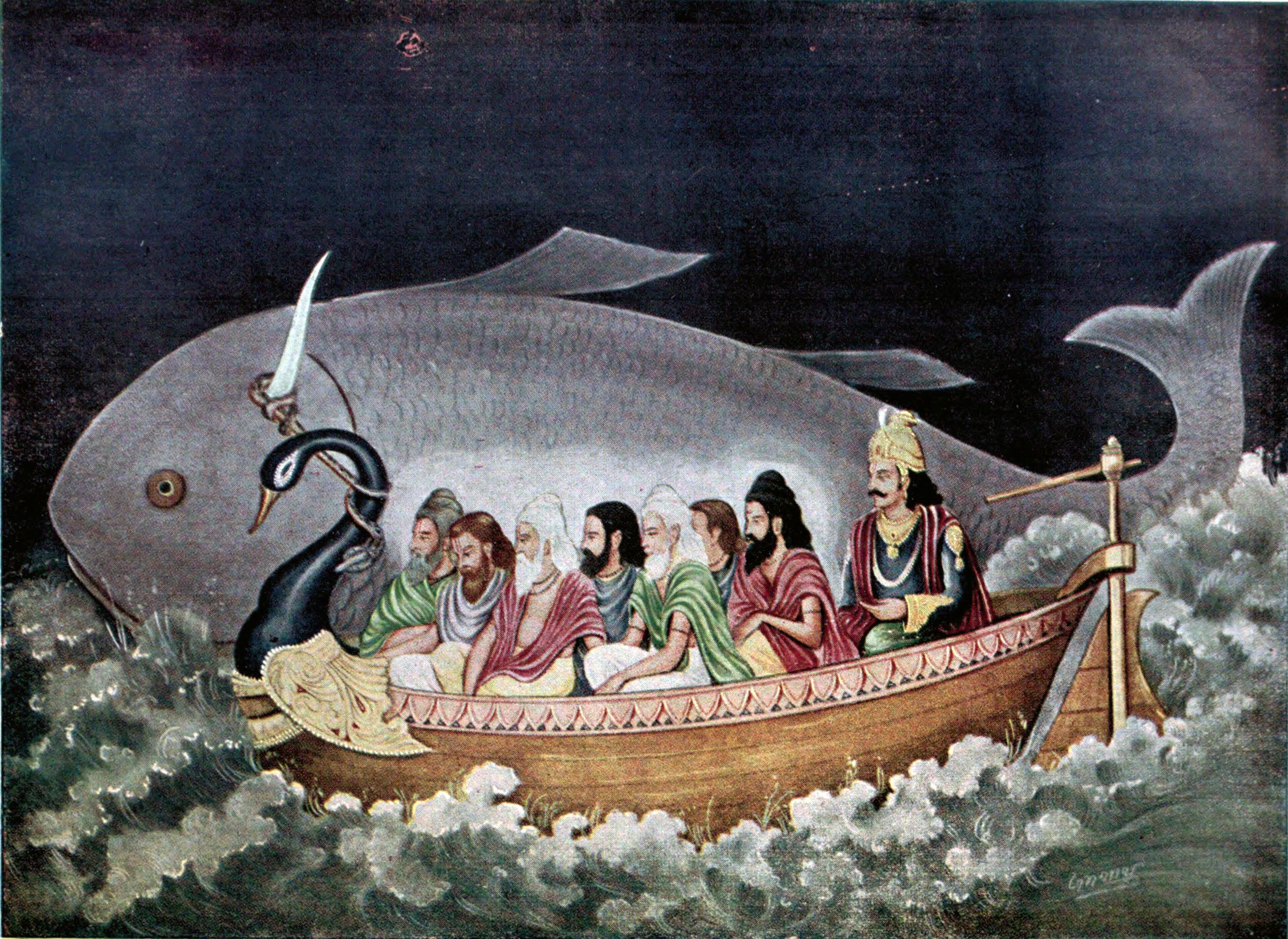 Vishnu Saves Manu from the Great Flood